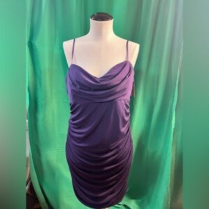 Emerald Sundae Eggplant Dress with Blue Accents